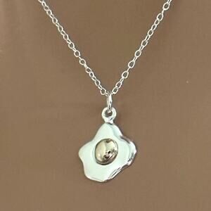Sterling Silver Egg Necklace with Bronze Yoke,